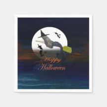 Halloween sjöjungfru häxa i månsken fest servetter