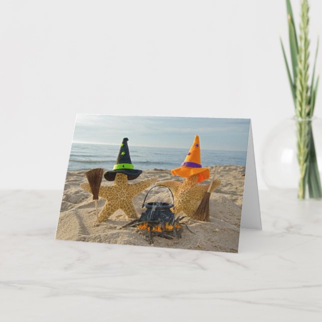 Halloween sjöstjärna på stranden inbjudan (Framsida)