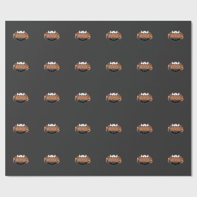 Halloween Sjuksköterska Droppande Pumpa Spöke Vekt Presentpapper (Platt)