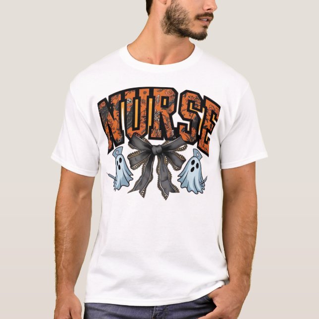 Halloween Sjuksköterska Läskig Coquette Båge Klass T Shirt (Framsida)