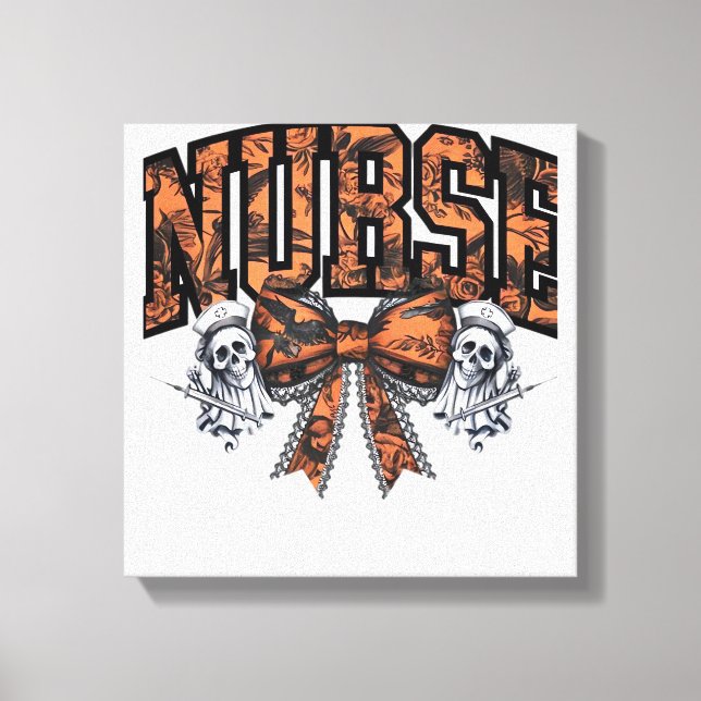 Halloween Sjuksköterska Läskig Coquette Bow Klassi Canvastryck (Framsida)