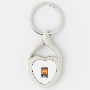 Halloween Sjuksköterska Pumpa Kvast Trasig Vintage Twisted Heart Silverfärgad Nyckelring