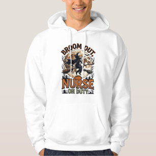 Halloween Sjuksköterska Tröja Rolig Häxa Kvast Des Hoodie