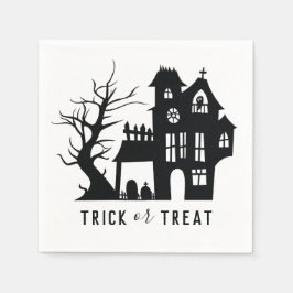 Halloween-skådespel hemsökt hus. Bus eller godis Pappersservett