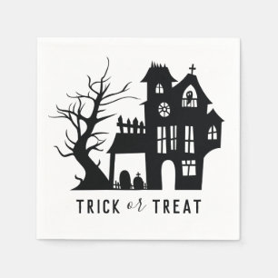 Halloween-skådespel hemsökt hus. Bus eller godis Pappersservett
