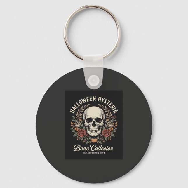 Halloween skalle blomster ben kollektor design_1 nyckelring (Framsida)