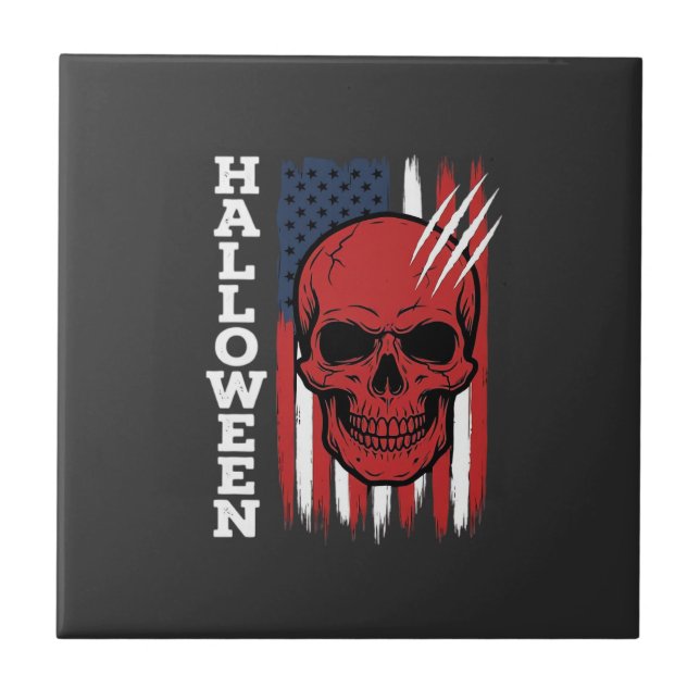 Halloween skalle flagg vektor design_1 kakelplatta (Framsidan)