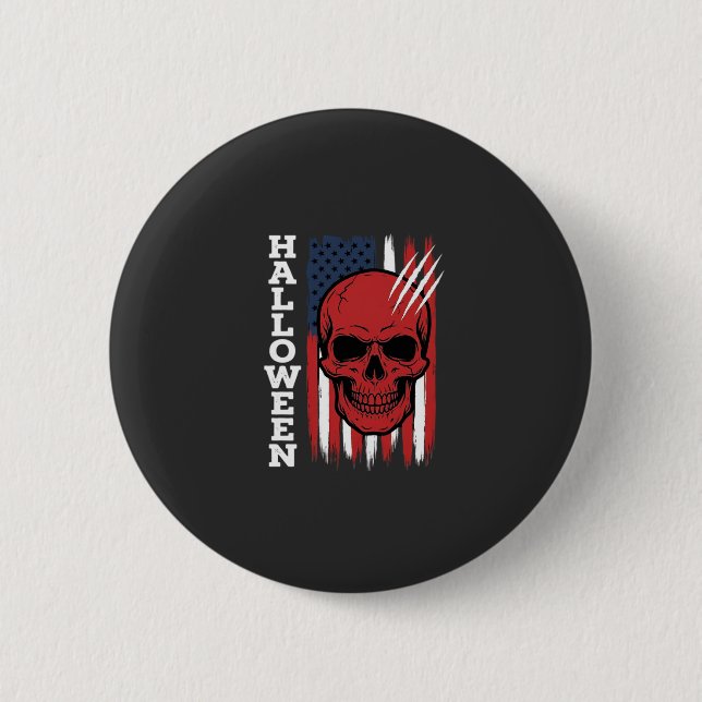 Halloween Skalle Flagga Vektor Design_1 Knapp (Framsida)