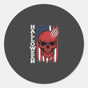Halloween Skalle Flagga Vektor Design_1 Runt Klistermärke