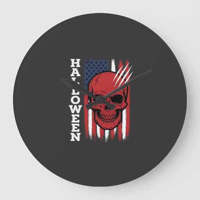 Halloween Skalle Flagga Vektor Design_1 Stor Klocka (Framsida)