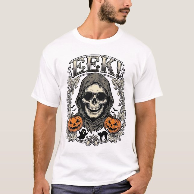 Halloween Skalle Grafisk Vintage Gravyr Tröja Ar (Framsida)