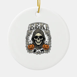 Halloween Skalle Grafisk Vintage Gravyr Tröja Ar Julgransprydnad Keramik