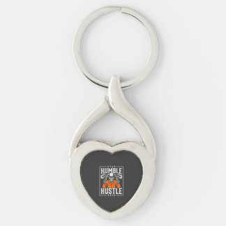 Halloween Skalle Håll dig ödmjuk, jobba hårt Twisted Heart Silverfärgad Nyckelring