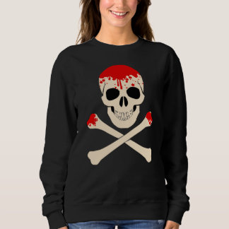 Halloween-skalle med ben, blodigt skelett t shirt