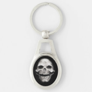 Halloween skalle ovalt silverfärgad nyckelring