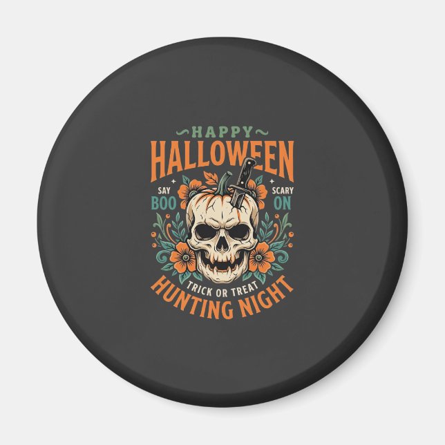 Halloween Skalle Pumpa Jakt Natt Design_1 Magnet (Framsidan)