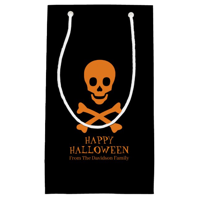 Halloween skalle svart orange anpassad godis  (Framsidan)