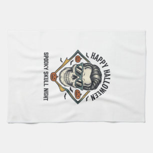 Halloween Skalle Tröja Vintage Gravyr Grafisk_1 Kökshandduk
