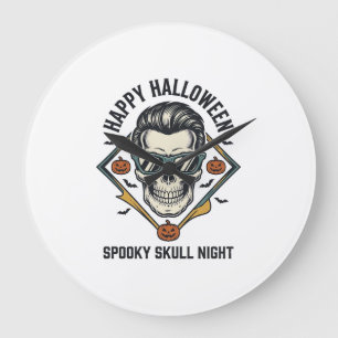 Halloween Skalle Tröja Vintage Gravyr Grafisk_1 Stor Klocka