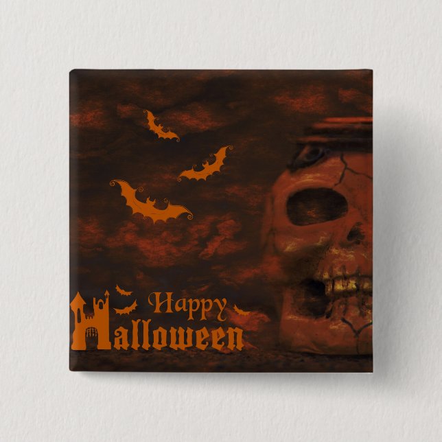 Halloween skallefladdermöss knapp (Framsida)