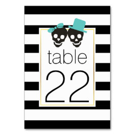 Halloween-skallpar aqua bröllop bordsnummer