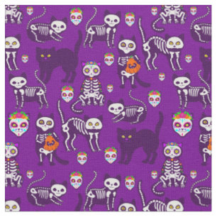 halloween-skallskelett lila tyg