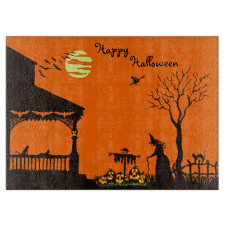Halloween skärbräda, häxor, fågelskrämma, skalle