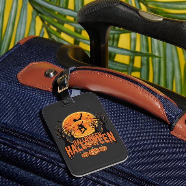 Halloween Skateboard Mån Design Halloween Bagagebricka (Framsida Insitu 1)