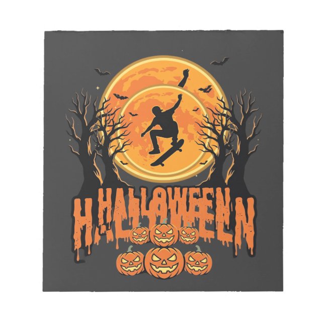 Halloween Skateboard Moon Design Halloween Anteckningsblock (Framsida)