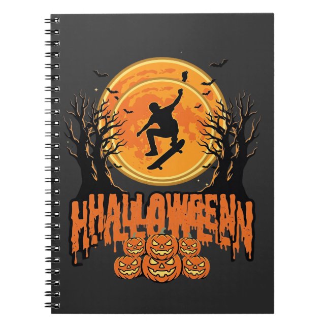 Halloween Skateboard Moon Design Halloween Anteckningsbok (Framsidan)
