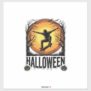 Halloween Skateboard Moon Vintage Vector Design_1 Klistermärken