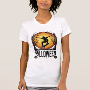 Halloween Skateboard Moon Vintage Vector Design_1 T Shirt