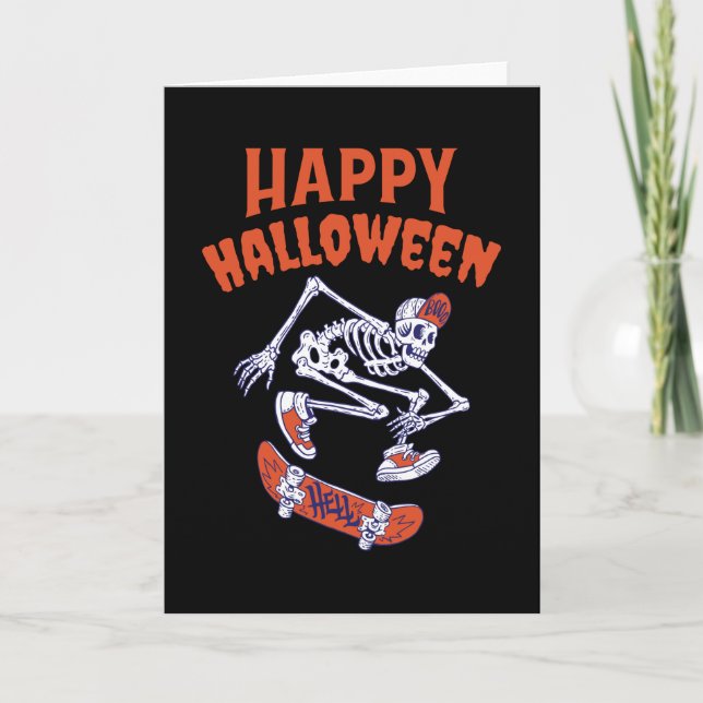 Halloween Skateboard Skeleton Kort (Framsida)