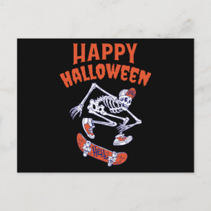 Halloween Skateboard Skeleton Vykort