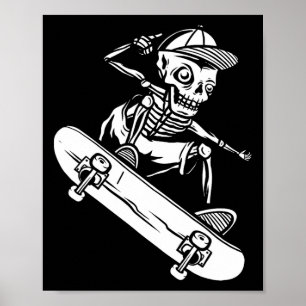 Halloween Skateboard Skelett Halloween Skateboard Poster