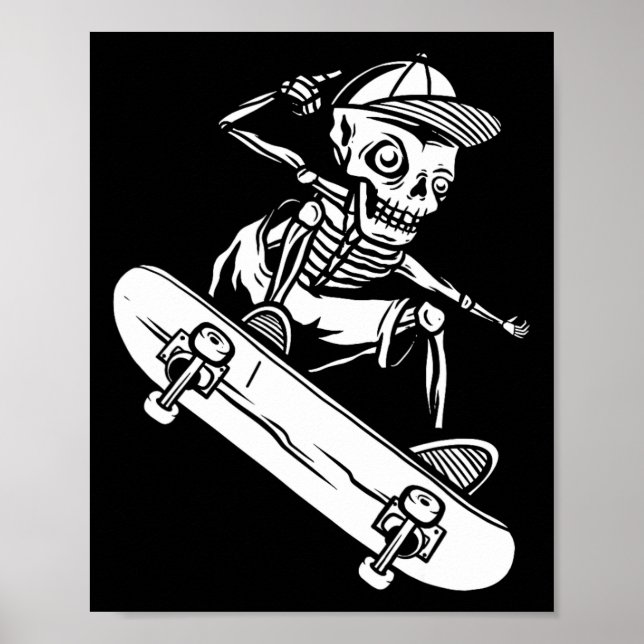 Halloween Skateboard Skelett Halloween Skateboard Poster (Framsidan)