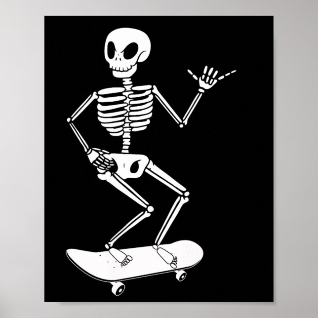 Halloween Skateboard Skelett Halloween Skateboard Poster (Framsidan)