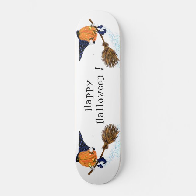 Halloween Skateboard Witch Pumpkin Flies Broom (Framsida)