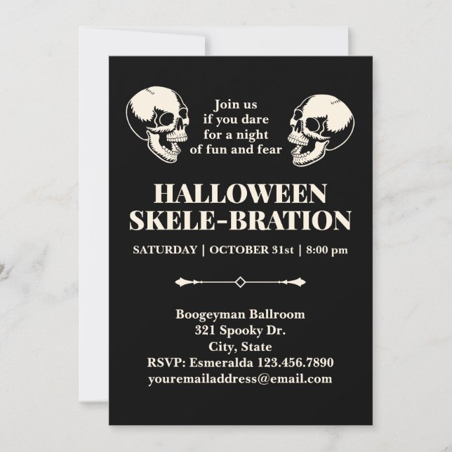 Halloween Skele-firande Skrattande Döskallar Inbju Inbjudningar (Framsida)