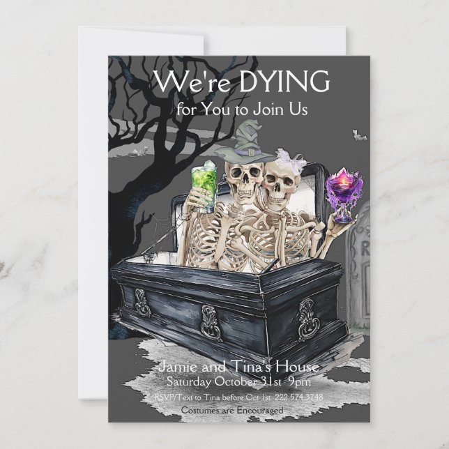 Halloween Skeletal Couple Costume Party Inbjudningar (Framsida)
