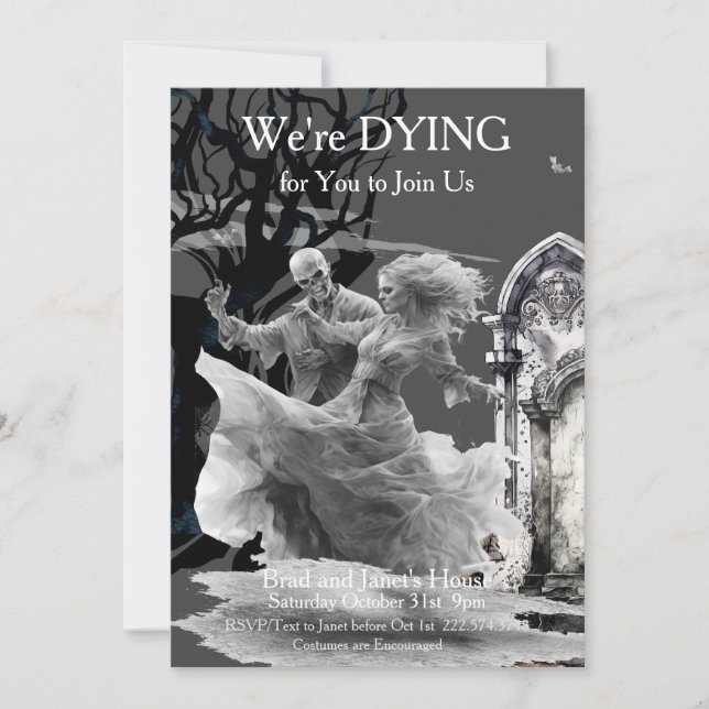 Halloween Skeletal Couple Costume Party Inbjudningar (Framsida)