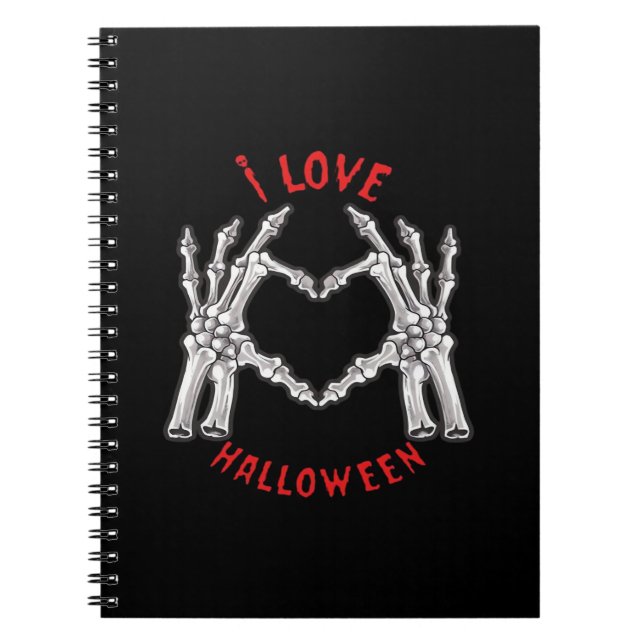 Halloween Skeletal Händer Heart Funny Sstickande Anteckningsbok (Framsidan)