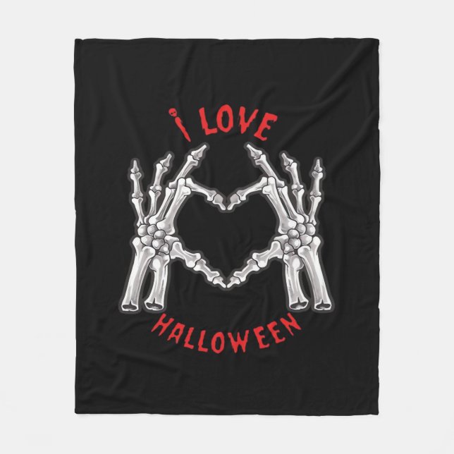 Halloween Skeletal Händer Heart Funny Sstickande Fleecefilt (Framsidan)