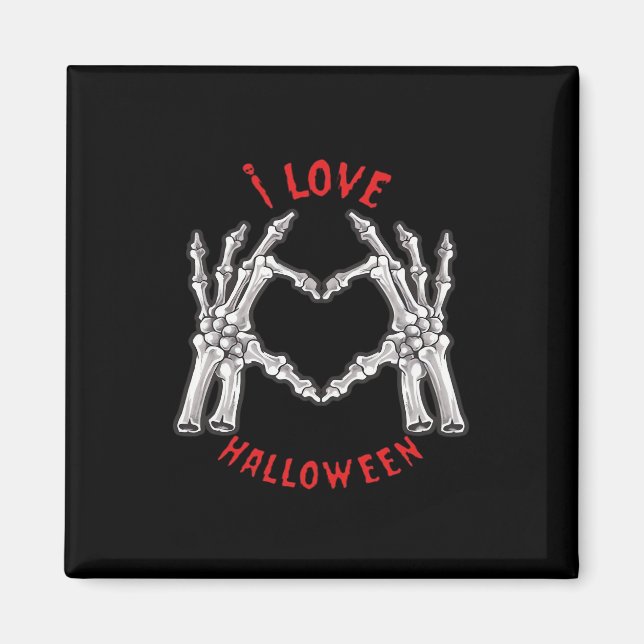 Halloween Skeletal Händer Heart Funny Sstickande Magnet (Framsidan)