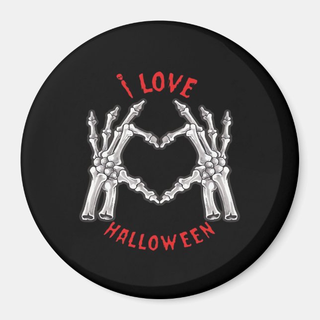 Halloween Skeletal Händer Heart Funny Sstickande Magnet (Framsidan)