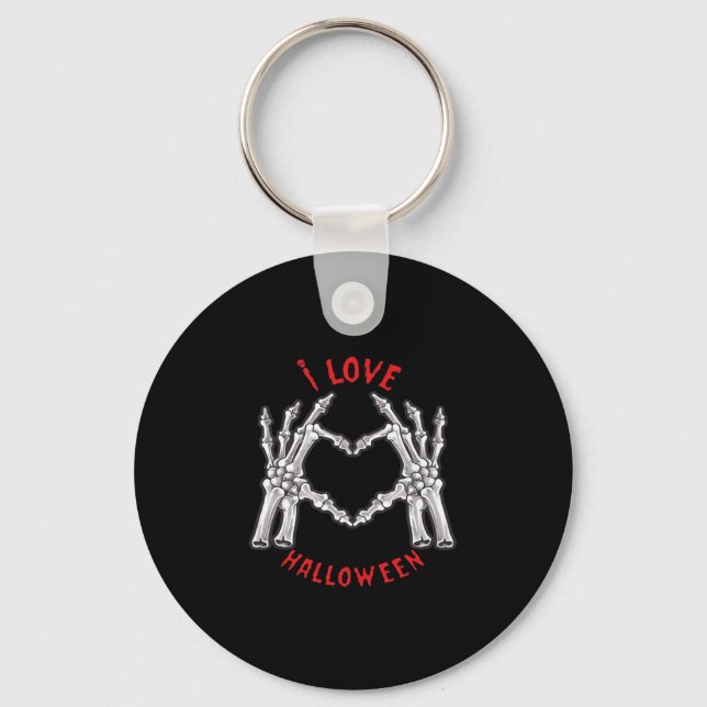 Halloween Skeletal Händer Heart Funny Sstickande Nyckelring (Framsida)