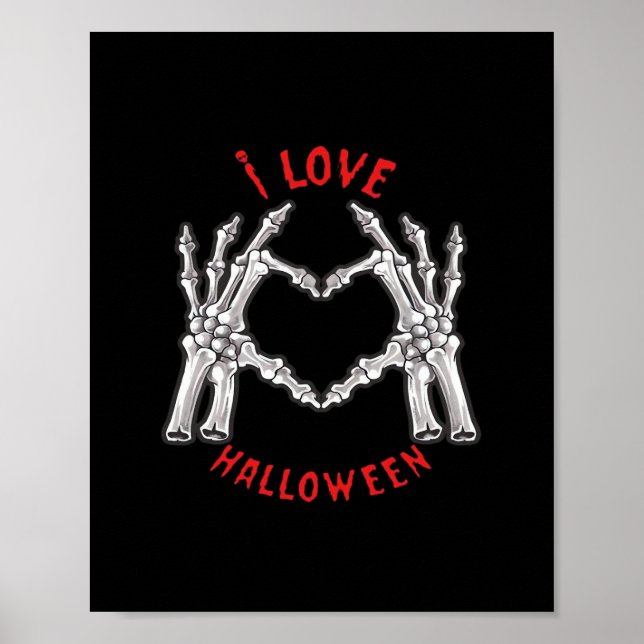 Halloween Skeletal Händer Heart Funny Sstickande Poster (Framsidan)