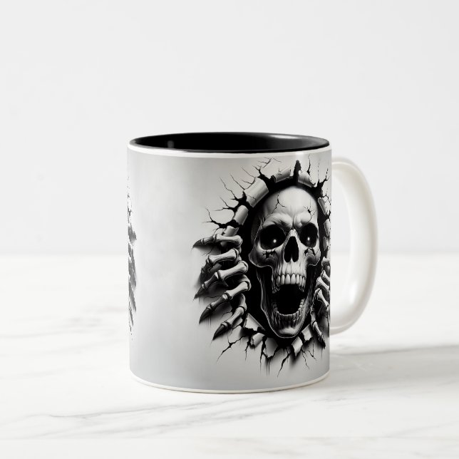 Halloween Skeleton 3D Mug Två-Tonad Mugg (Framsida höger)