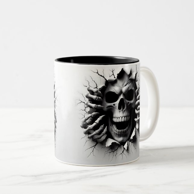 Halloween Skeleton 3D Mug Två-Tonad Mugg (Framsida höger)