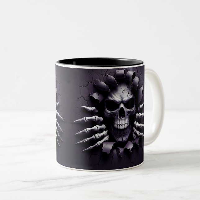 Halloween Skeleton 3D Mug Två-Tonad Mugg (Framsida höger)